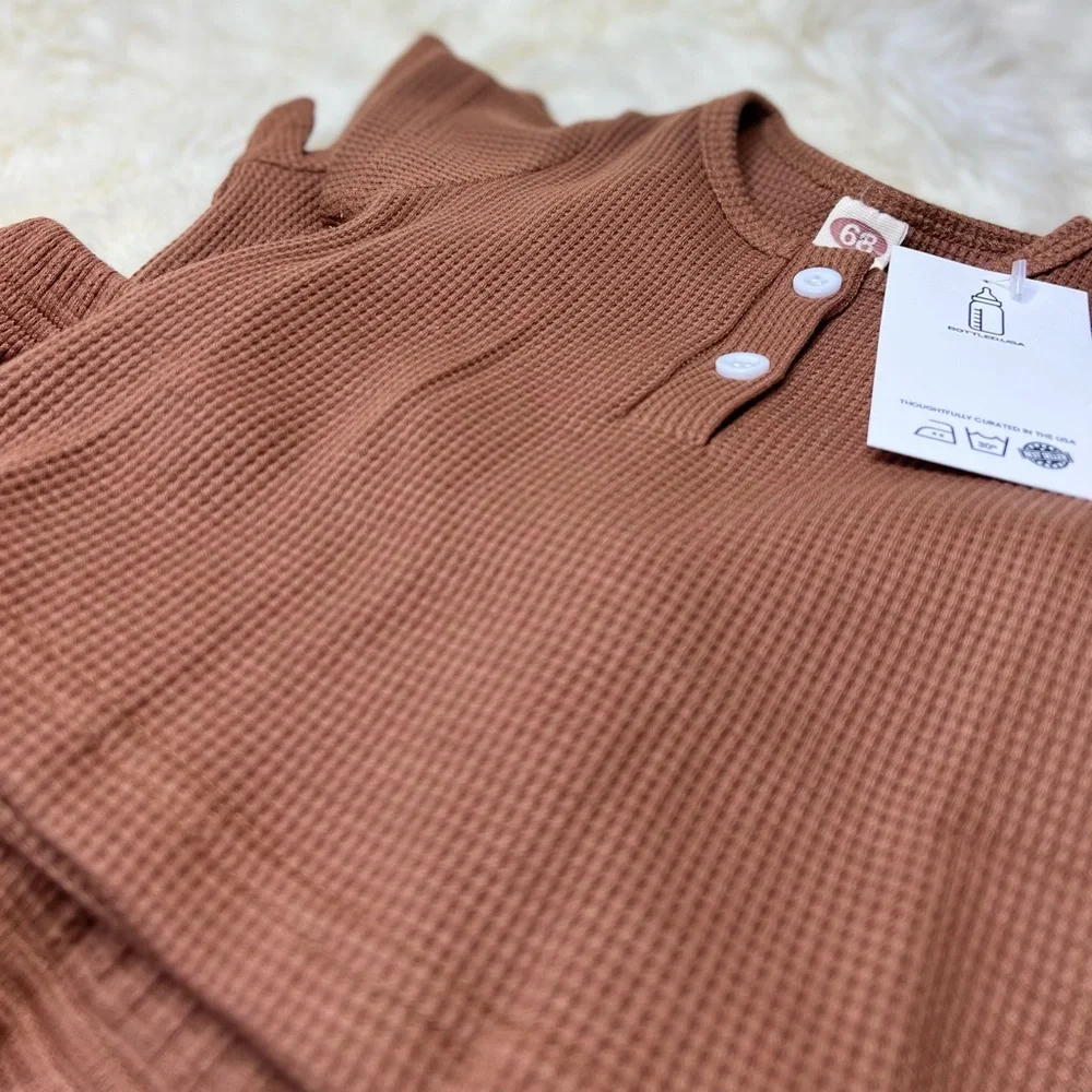 Hazelnut Hugs, Waffle Knit, Two-Piece Set - Picture 2 of 6